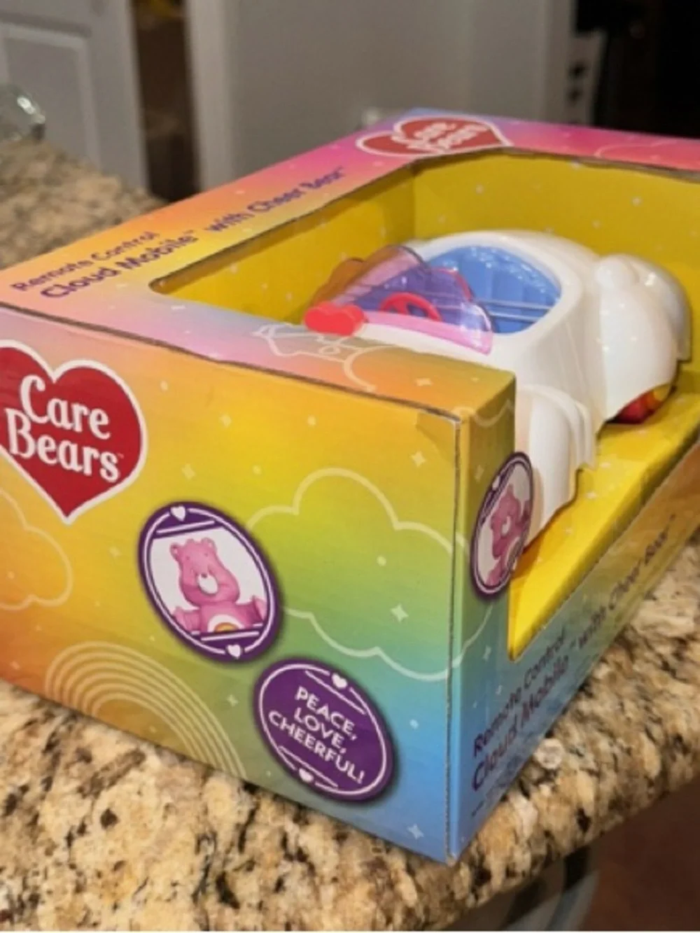 Care Bears Cheer Bear White & Pink Convertible Toy Car with Rainbow Wheels